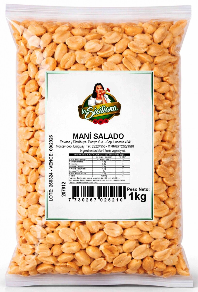 SNACK MANI PELADO FRITO LA SICILIANA 1K CON SAL 