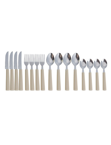 JUEGO DE CUBIERTOS 16PZAS MANGO PLASTICO CREMA JUEGO DE CUBIERTOS 16PZAS MANGO PLASTICO CREMA