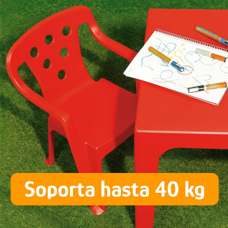 Set Mesa 54x54x46cm y 2 Sillas Infant Plást Reforzado 40kg Rojo