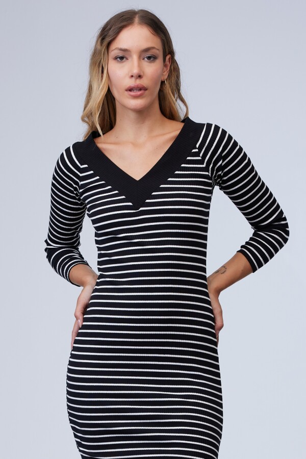 Vestido Midi Stripes NEGRO/BLANCO