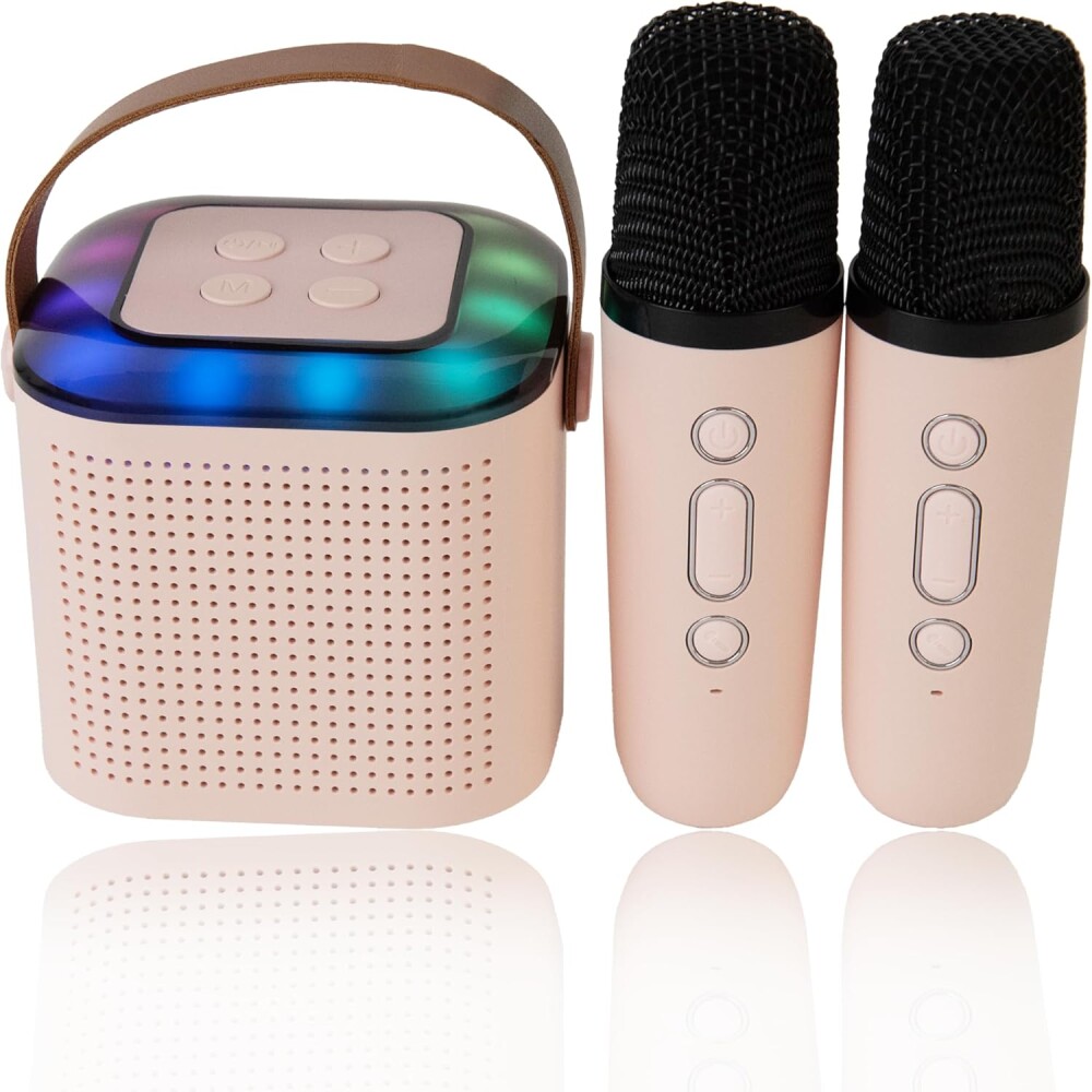 Mini Parlante Inalambrico Con 2 Microfonos Beige