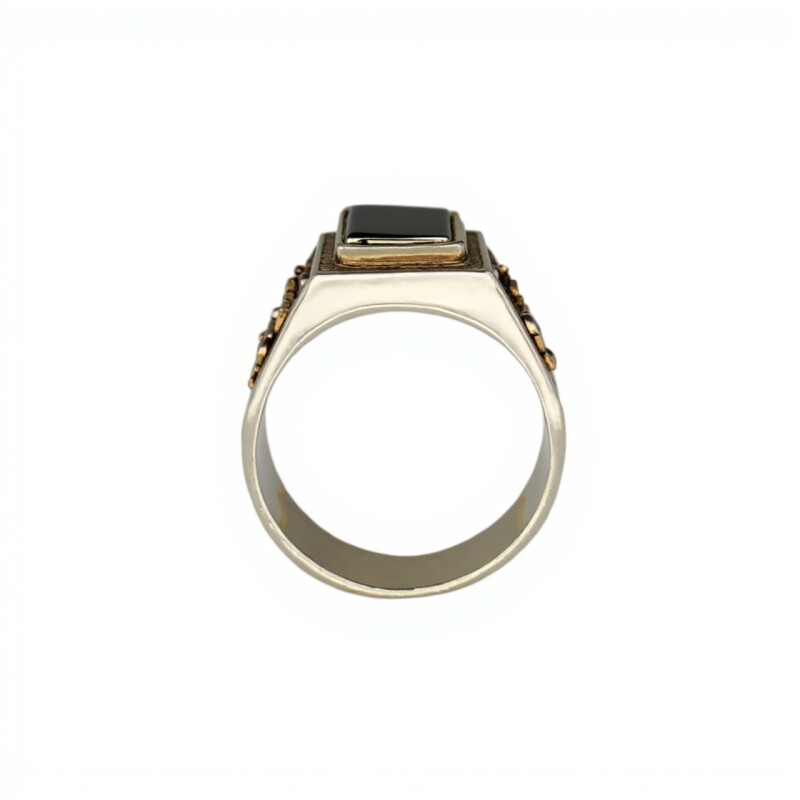Anillo Mesa-Plata y Oro-Piedra Onix-AN5163 conpiedra
