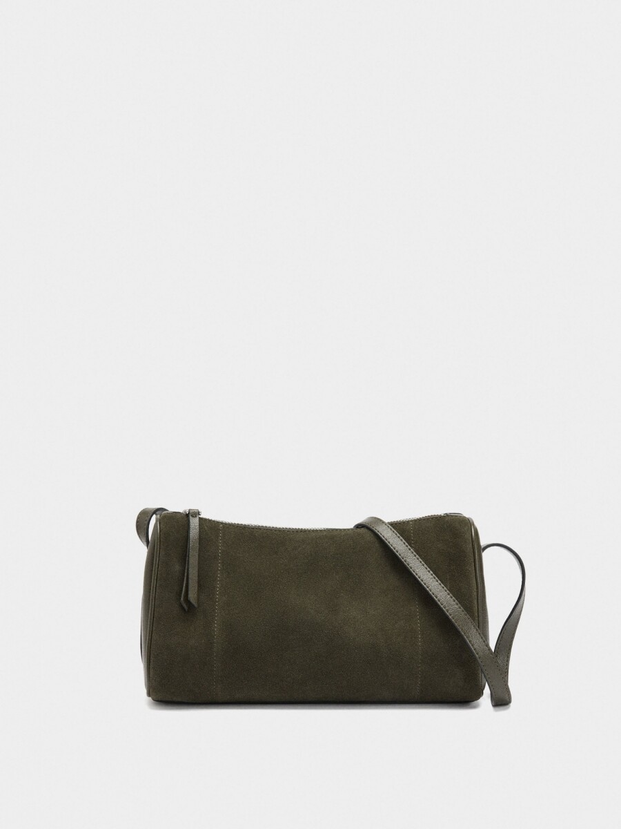 Bolso Bandolera Con Detalles De Piel caqui