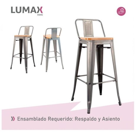 Pack 4 Taburetes Tolix con Respaldo y Asiento de Madera Lumax Gris