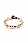 PULSERA DE CUERO CON CUENTAS MEDIANAS Y PEQUEÑAS DE ALEACIÓN DE METALES BAÑADAS EN ORO 18K Pulsera