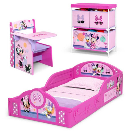 Juego de dormitorio de 3 piezas de Minnie Mouse para niños Rosado