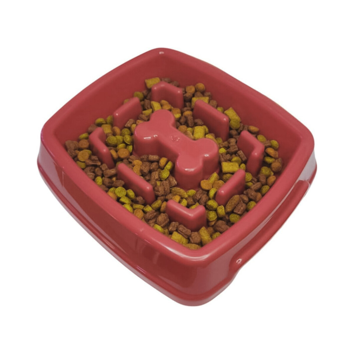 Plato Comedero Come Lento Perros Gatos Mascotas Plastico - Variante Color Bordo 
