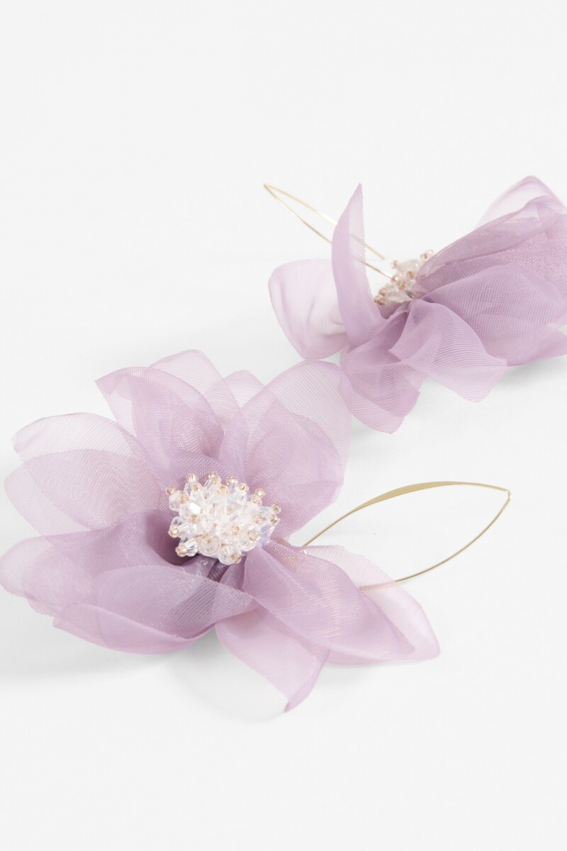 Aros flor tela lila
