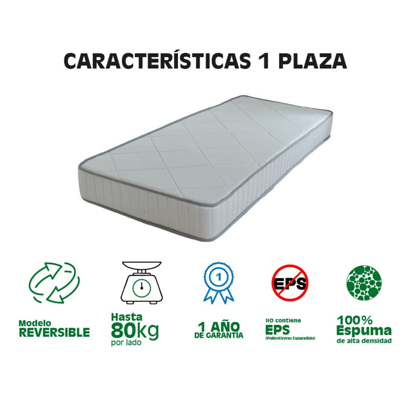 Colchon Espuma 1 Plaza Extra Densidad 23 - La Tentación Colchon Espuma 1 Plaza Extra Densidad 23 - La Tentación