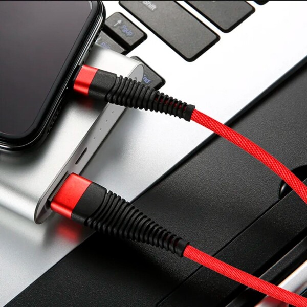 Cable Cargador Micro Usb Malla Super Reforzado Treqa 1 Metro Variante Color Rojo