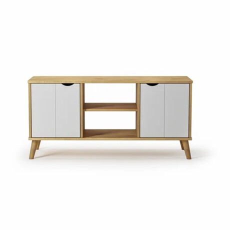 RACK APARADOR PARA TV O AUDIO 2 PUERTAS EN MADERA MACIZA BLANCO