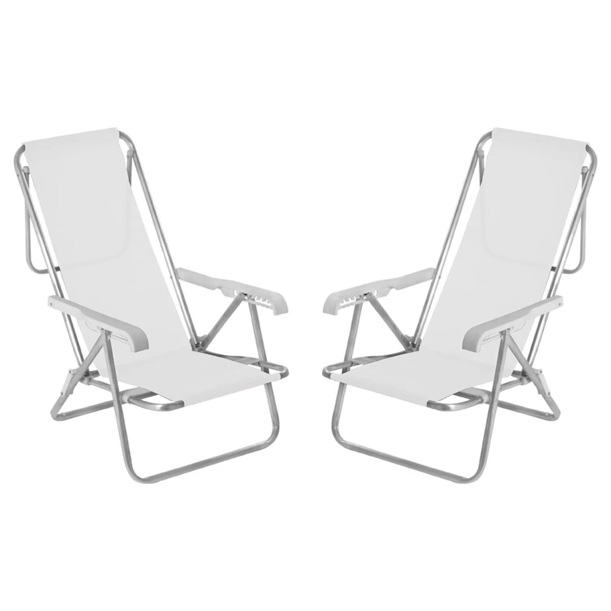 Set X2 Reposeras Sillas Reclinables 8Posiciones Aluminio Mor - Blanco 