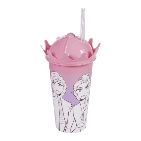 Vaso Plástico Milkshake Disney con Forma y Pajita 500ML FROZEN