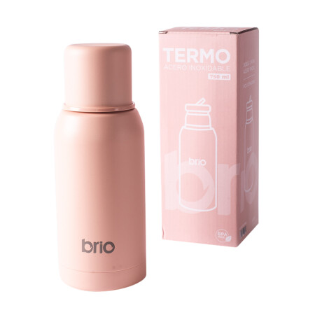 Set De Termo 750 Ml Y Mate Con Tapa brio Acero Inox Salmón