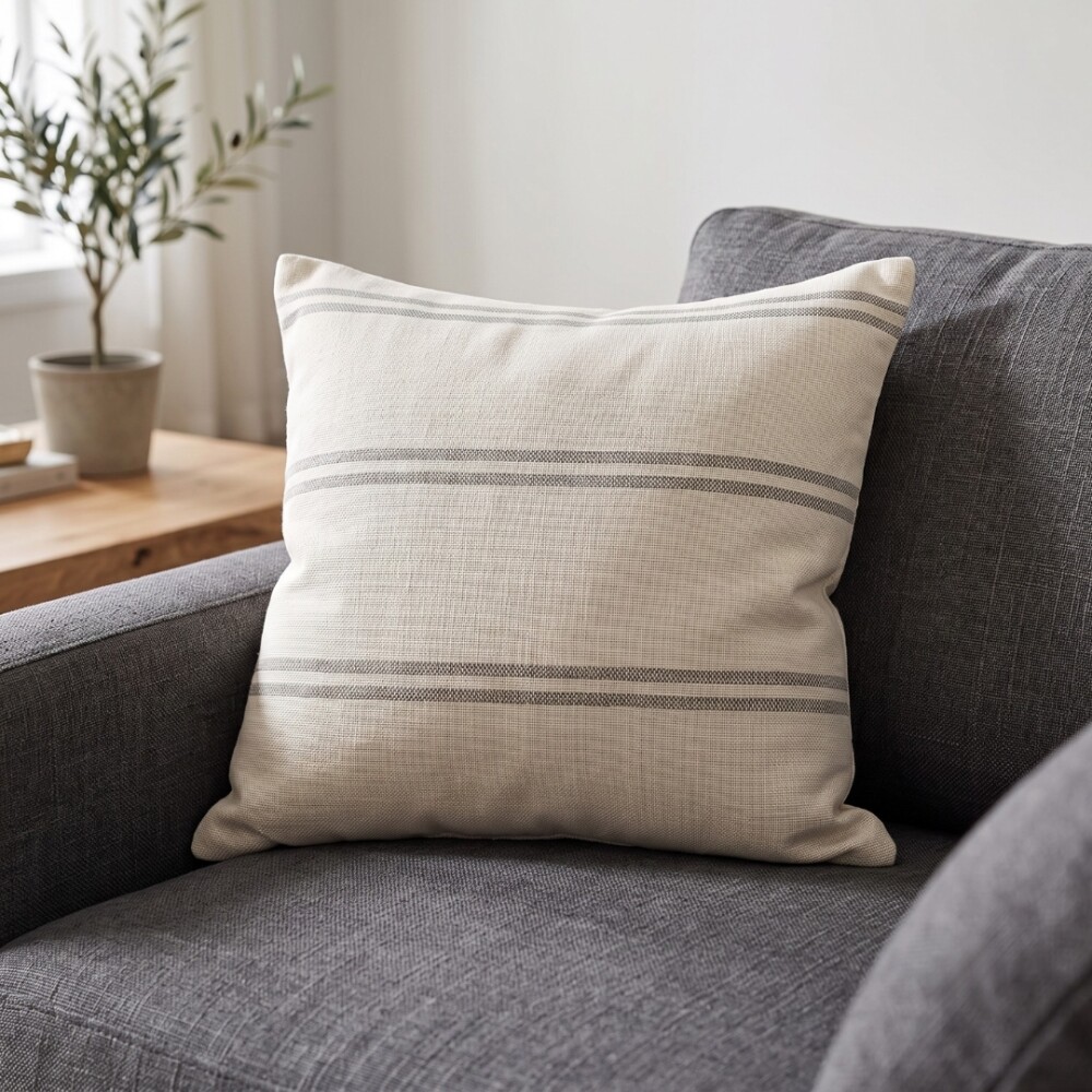 Almohadón Artesanal Tajy 50x50 cm - Pilar Crudo/Beige