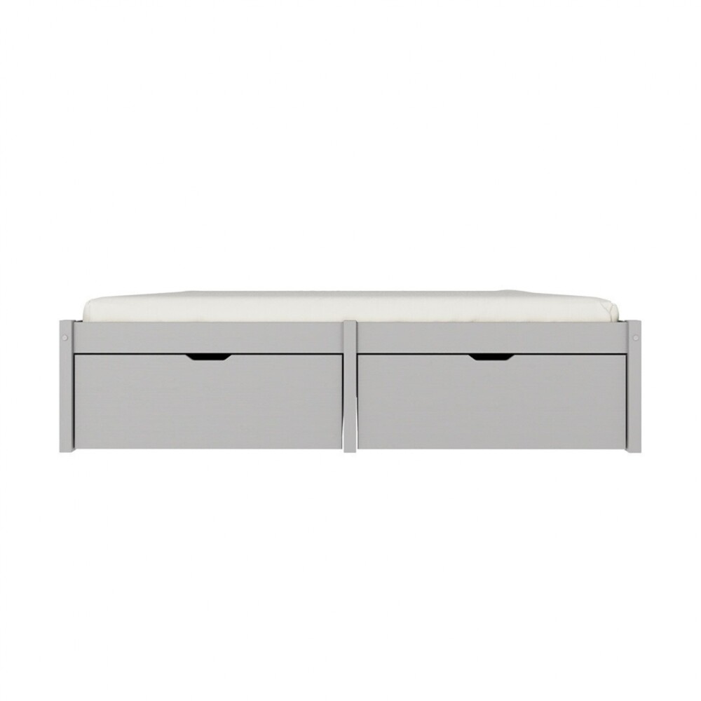 Cama Madera Maciza Con Cajones - 2 plazas - Linea beauty Gris