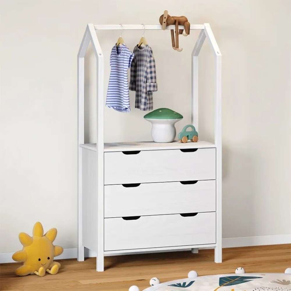 COMODA CAJONERA MADERA MACIZA 3 CAJONES CON PERCHERO COMODA CAJONERA MADERA MACIZA 3 CAJONES CON PERCHERO