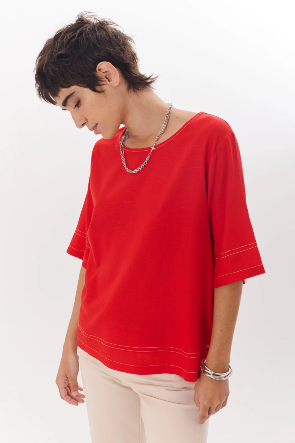 BLUSA LINO EVA rojo 1