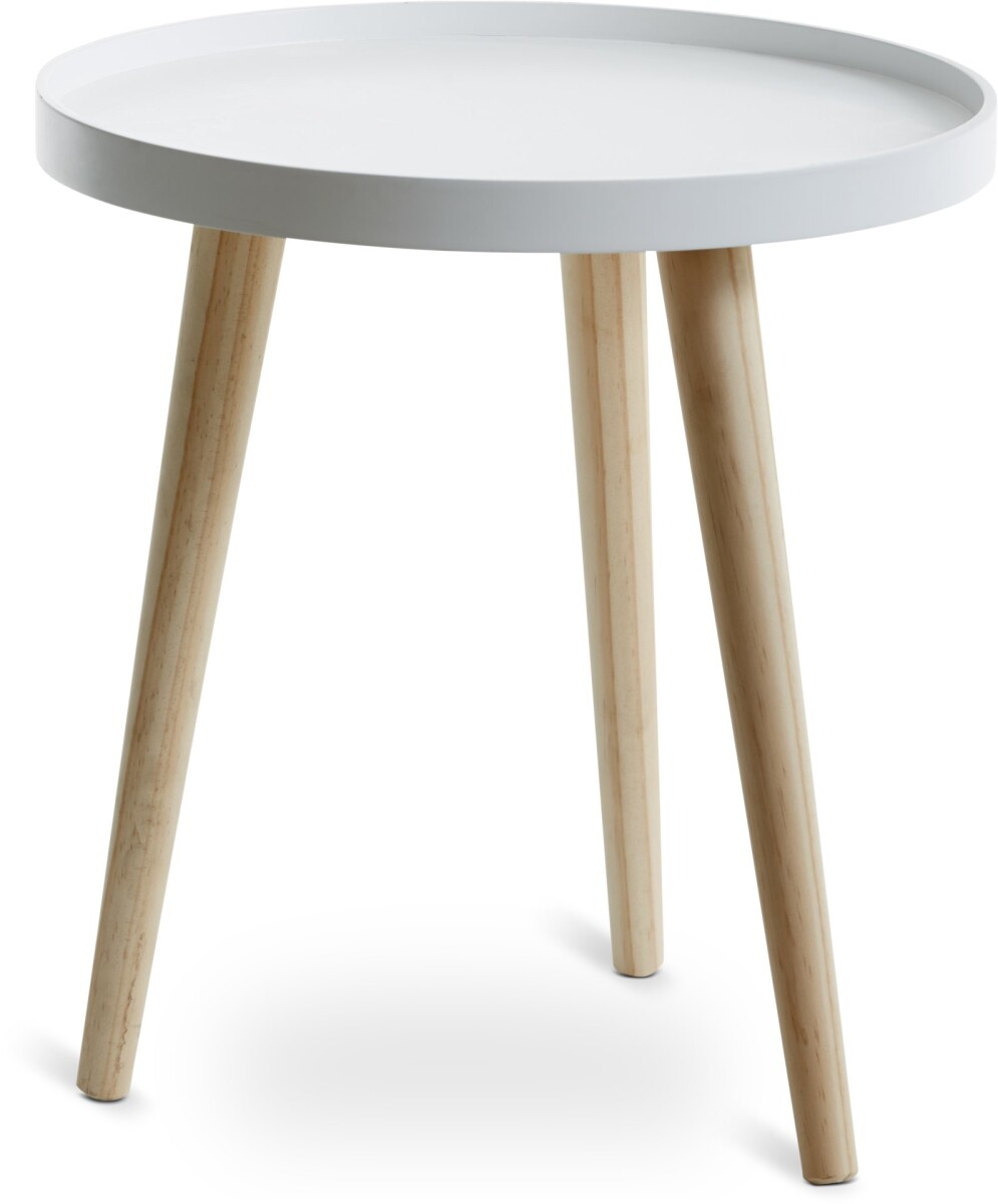Mesa auxiliar BAKKEBJERG Ø40 blanco/natural 