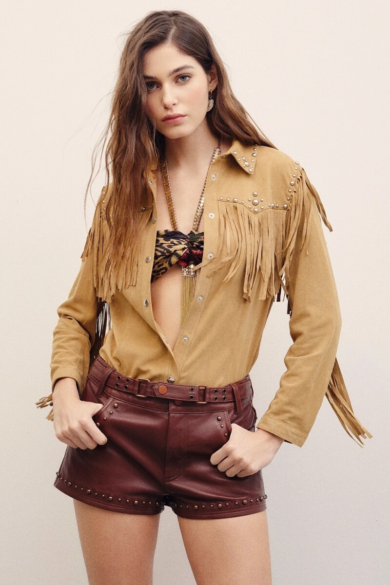 SHORT STUDS CUERO Marron