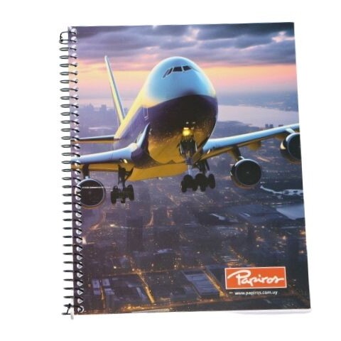 CUADERNO PAPIROS CON ESPIRAL 96 HOJAS 796 TAPA AVION