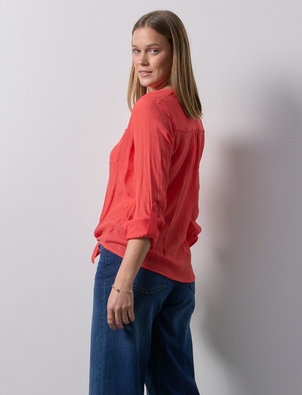 Blusa Nudo Botones ROJO