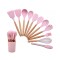 JUEGO 11 PIEZAS MENAGE SILICONA MANGO MADERA ROSA