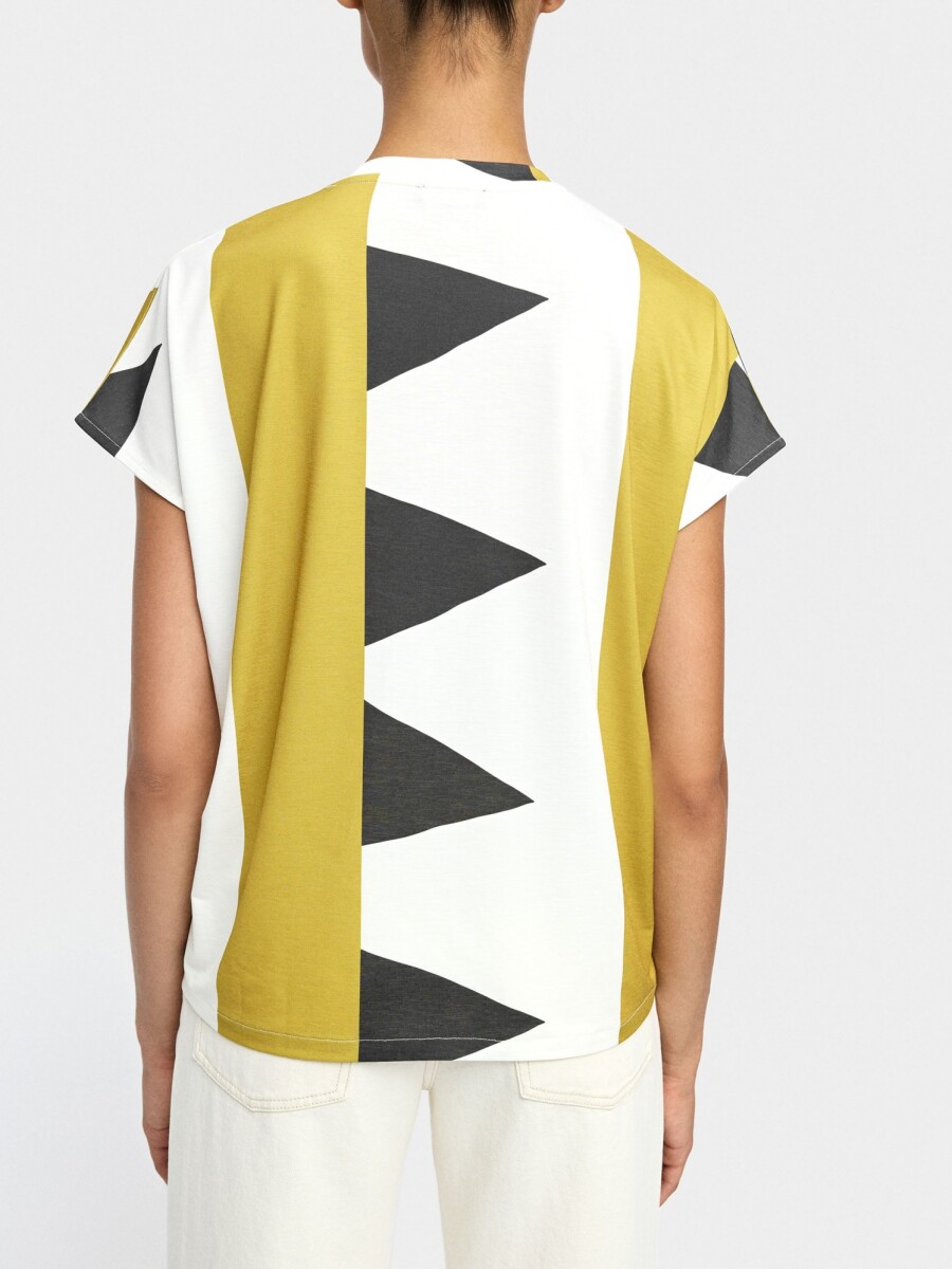 Camiseta Estampada Con Escote En Pico multicolor