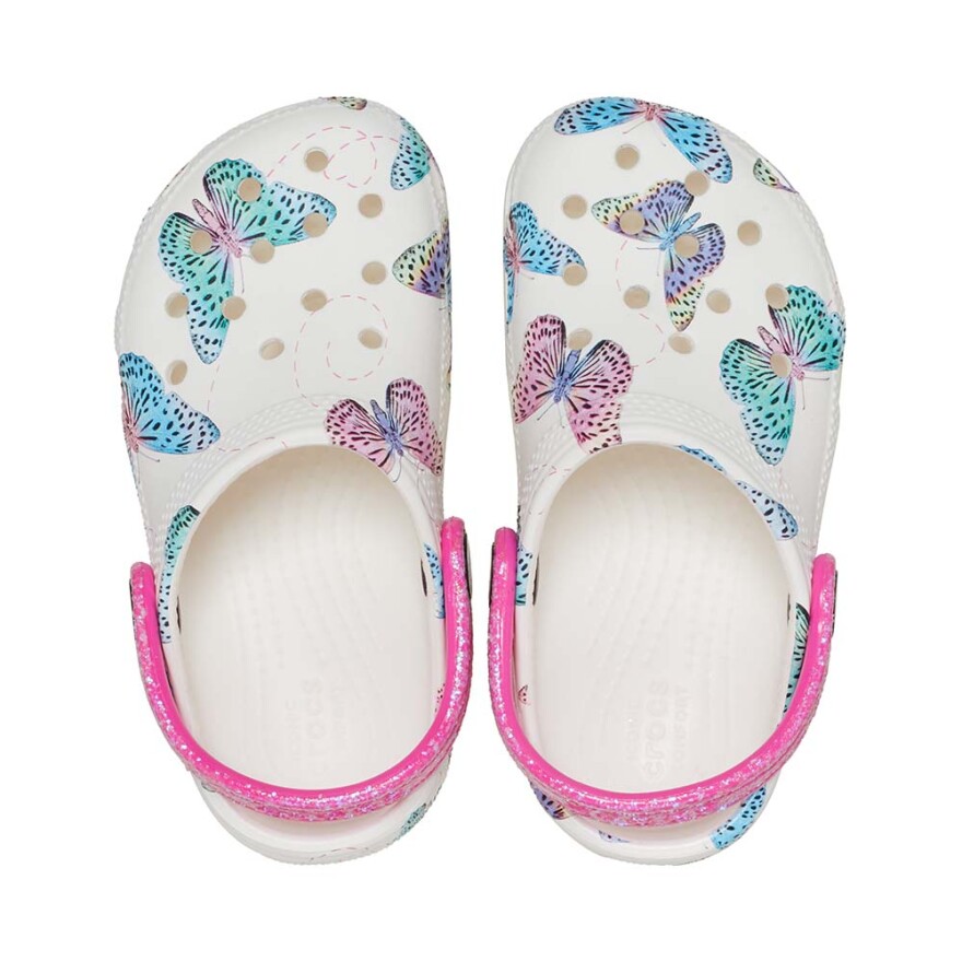 Classic Butterfly Clog T - Niños White/multi