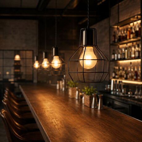 Lampara Colgante Metal E27 Diseño Industrial Decorativo Negro