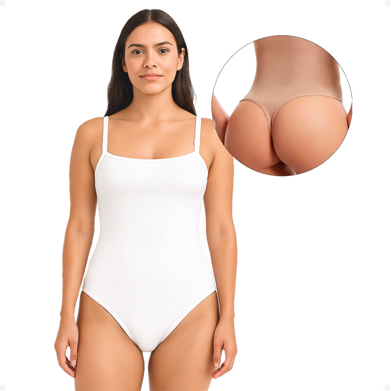 Body Modelador Con Broche En Entrepierna Blanco