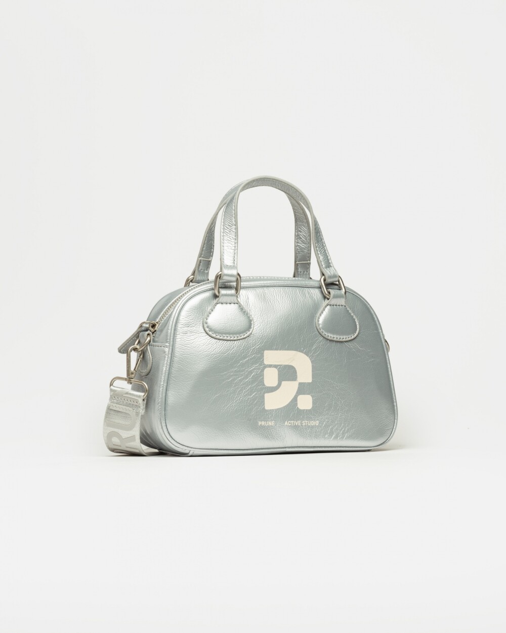 Mini bag Active Studio en efecto charol arrugado Metalizado