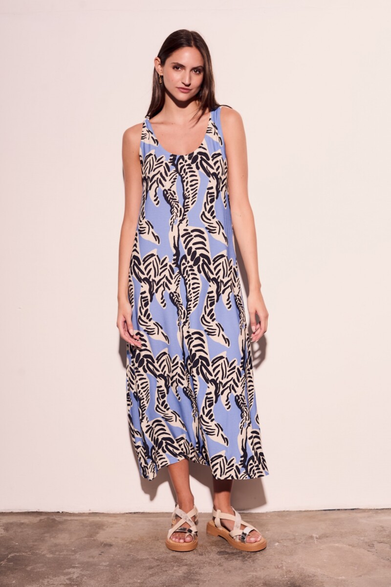 Vestido Print - Celeste 