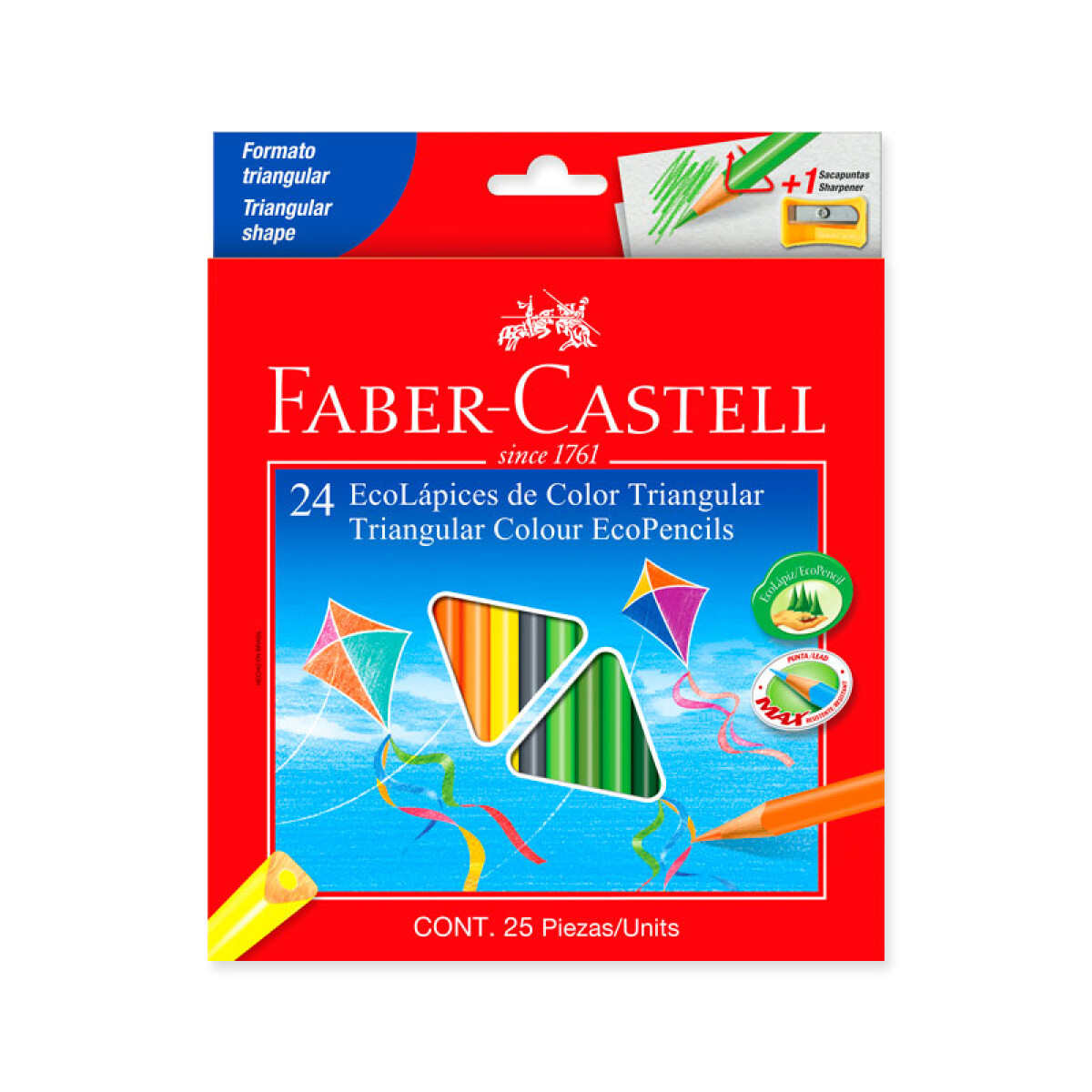 Lápices de Colores FABER CASTELL Largos Triangulares x24 