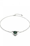 COLGANTE DE ALEACION DE METALES BAÑADO EN PLATA DE LEY DE ESLABONES CON TRIANGULO CON CRISTAL VERDE Colgante