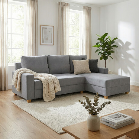 Rinconera Lucci - Tela Microfibra - Chaise derecho Berlin 06 (Grafito)