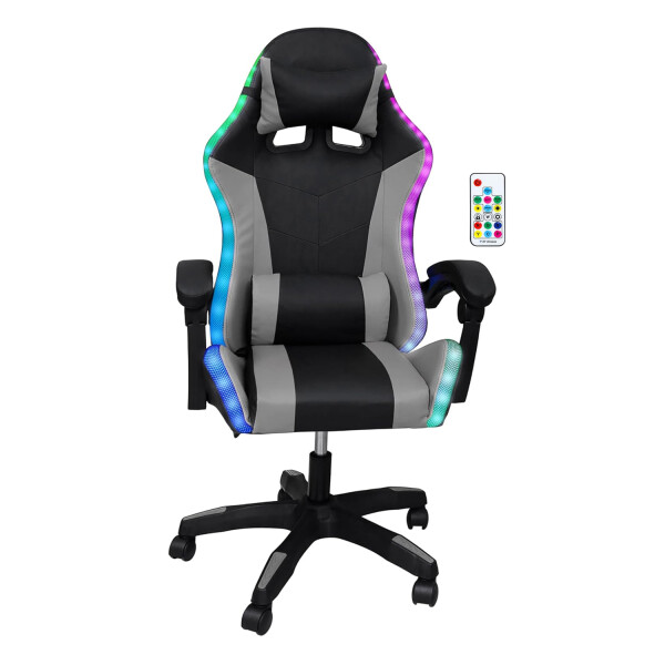 Silla Gamer Con Luces Led Rgb Ergonómica Y Reclinable 120kg GRIS