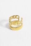 Anillo labrado ajustable acero dorado