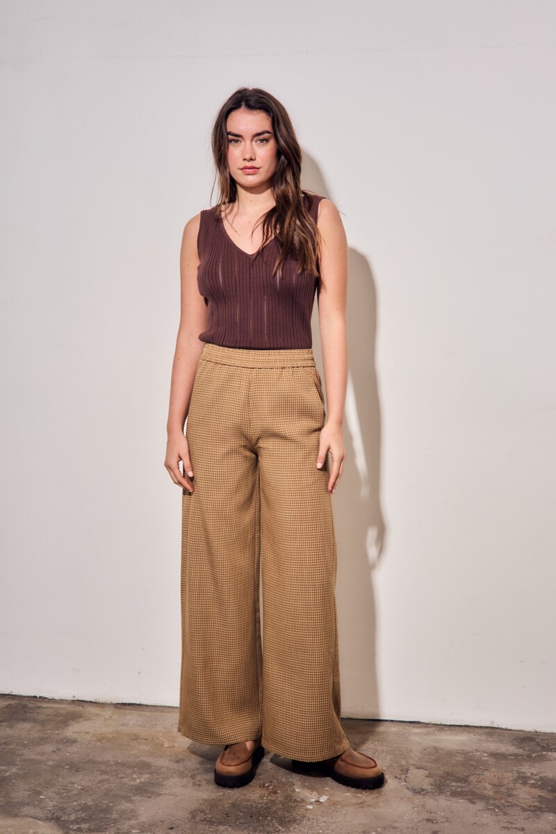 Pantalon Gingham Marron