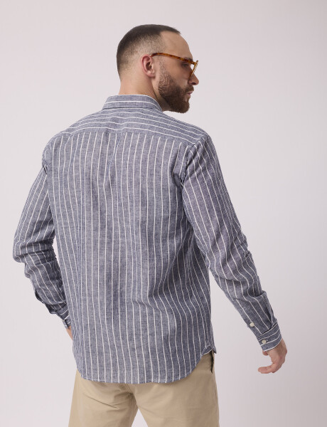 Camisa m/l rayada marino