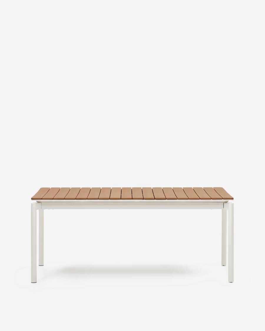 Mesa extensible de exterior Canyelles de polimadera y aluminio blanco mate 180(240) x 100 cm