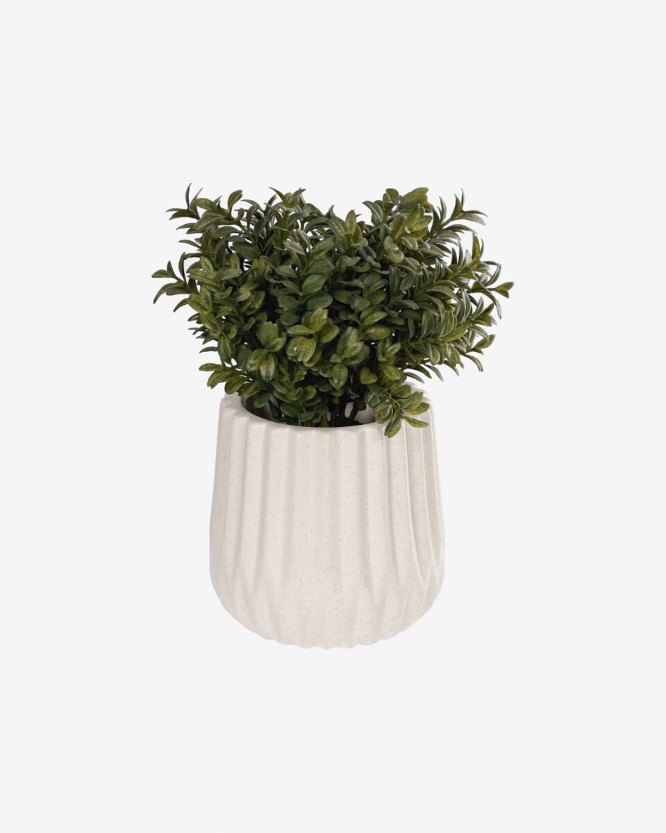 Planta artificial Milan Leaves con maceta de cerámica blanco 23,5 cm 