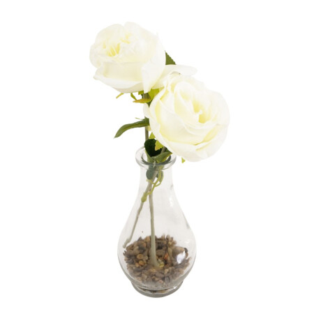 Florero de vidrio con 2 rosas Florero de vidrio con 2 rosas
