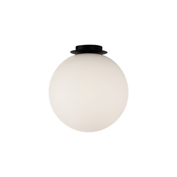 Lámpara de techo negro con globo opal E27 Ø300mm BA0154