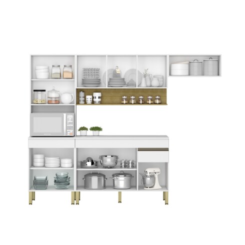 JUEGO COCINA MODULAR EN MDP BLANCO BRILLANTE BLANCO