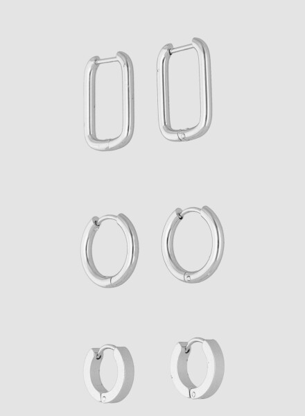 Pack de 3 aros geometricos Plata