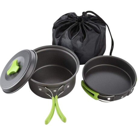 Juego de ollas para camping - 5 piezas Verde