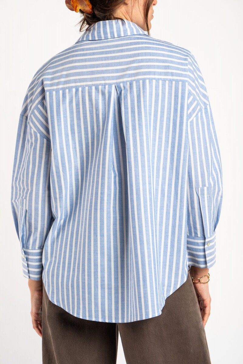 Camisa Rayada Azul