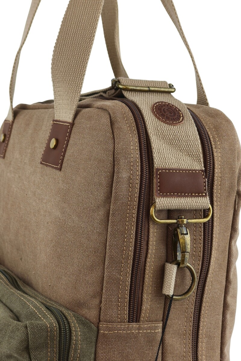 Bolso porta laptop de lona Marrón con Verde