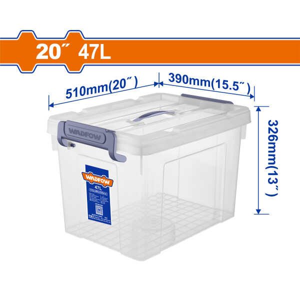 CAJA CONTENEDOR PLASTICO APILABLE TRANSPARENTE 47LT WADFOW WTB2350 CAJA CONTENEDOR PLASTICO APILABLE TRANSPARENTE 47LT WADFOW WTB2350